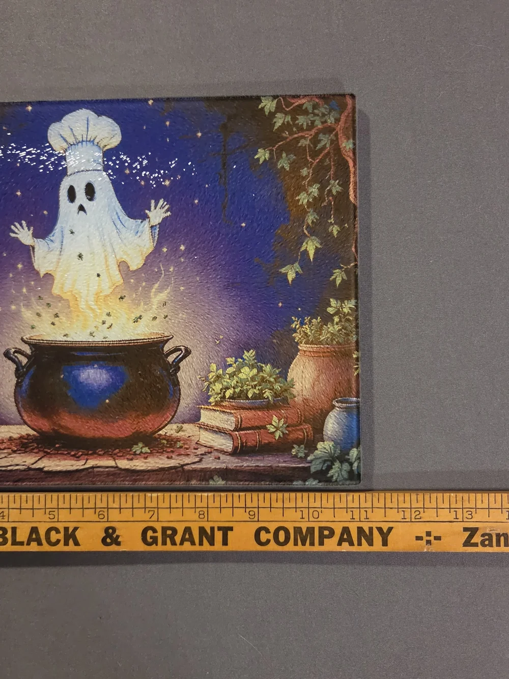 Halloween Ghost Chef Glass Cutting Board 8x11 Seasoned With Souls